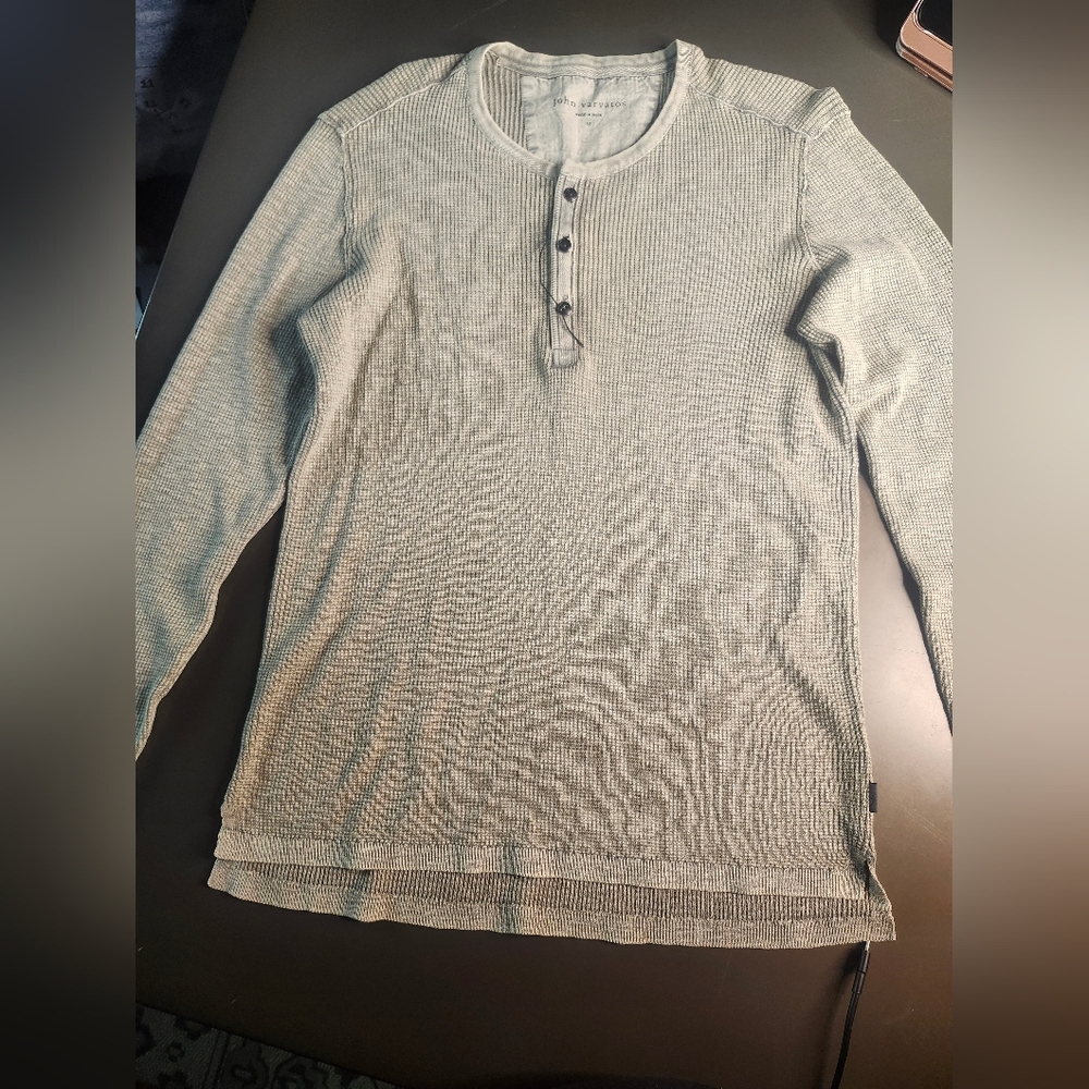 John Varvatos Light Gray Long Sleeve Henley